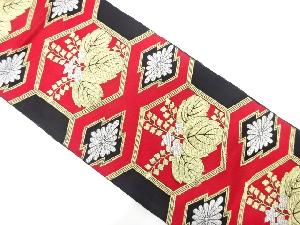 アンティーク　亀甲に菊桐模様織出し袋帯（着用可）